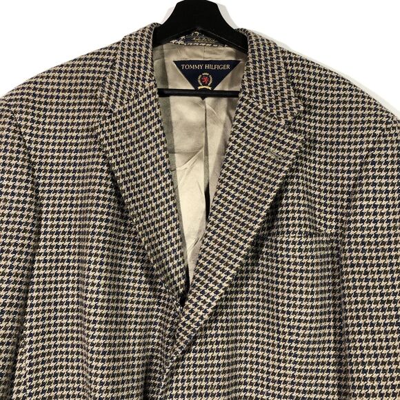 Vintage Tommy Hilfiger Houndstooth Blazer 44L Three-Button USA Union Academia - Picture 3 of 14